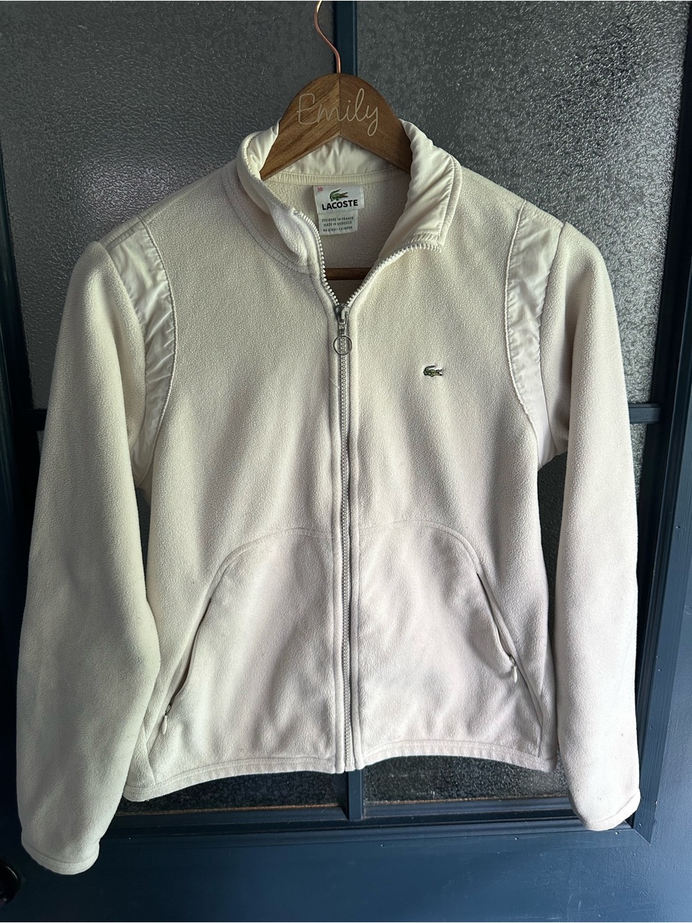 Lacoste Women's Cream Full-Zip Teddy Jacket